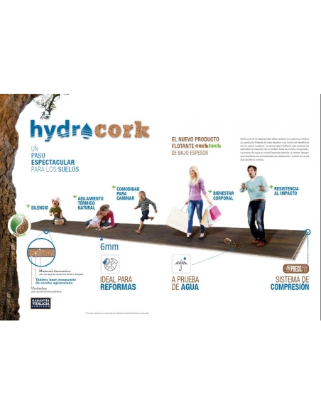Tarima flotante de vinilo y corcho HydroCork (22 €/m2) - Nature Oak