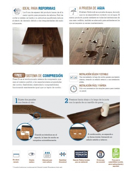 Tarima flotante de corcho y vinilo Hydrocork - (19,90€/m2)  - Bamboo